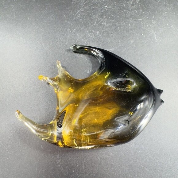 Venetian Hand Blown Fish Art Glass Figurine Hand Made In Italy Amber Smokey VTG - Picture 14 of 14
